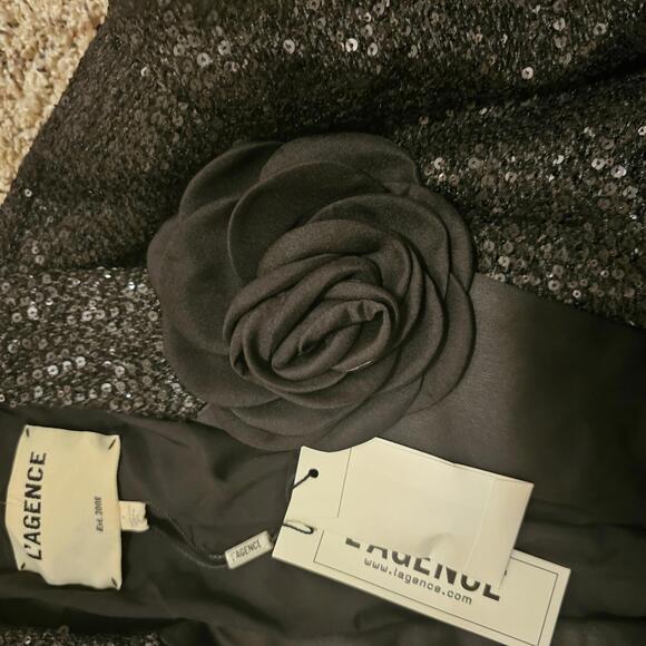 L'Agence Kenzie Black Sequin Blazer with Satin Lapels sz 8 - Picture 8 of 9